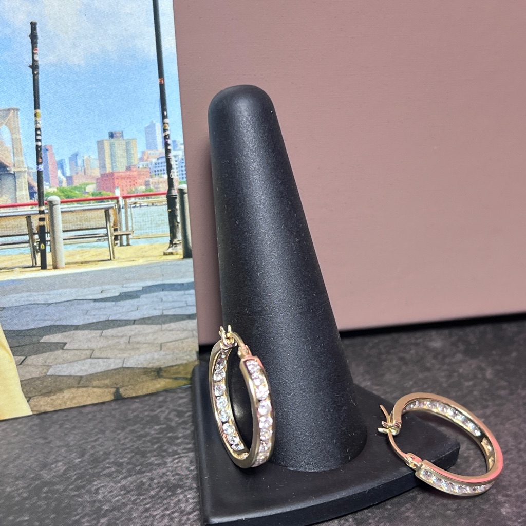 Freida Rothman Vault InsideOutside Gold And Cz Hoop Earrings 85$